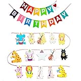 àlamer 動物 & 誕生日 ガーランド セット シール付 バースデー 部屋 飾り 子供 赤ちゃん キッズ 英語