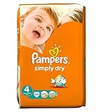 単にパンパースドライおむつサイズ4大パック - 46おむつ (Pampers) (x2) - Pampers Simply Dry Nappies Size 4 Large Pack - 46 Nap