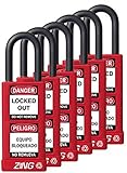 ZING 7087 RecycLock Safety Padlock Keyed Alike1-1/2 Shackle 3 Long Body Red 6 Pack [並行輸入品]