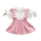 サロペットスカート プリーツスカート 半袖シャツ 夏 フリルサスペンダー付きスカート 上下セット 桜桃柄 1~3歳 ピンク73cm