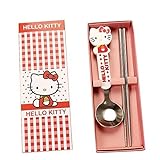 Baby Kids Cartoon Early Learning Flatware Stainless Steel Tableware Spoon Chosticks Set With Case (K