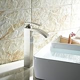 LightInTheBox Tall Waterfall注ぎ口シングルハンドルバスルーム蛇口シンクミキサータップニッケルつや消し