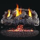 ピーターソンリアルファイアー18-inch Charred Frontierオークログセットwith vent-free天然ガスANSI認定g10 Burner – 基本的なon / offリモート