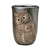 陶器の傘立て　信楽焼　なかよしふくろう傘立