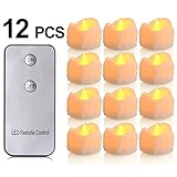 Battery Candles with Remote, 12 Packs PChero Battery Operated Candle LED Unscented Flickering Flamel