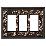 Amertac 85RRRVB 3 Rocker GFCI Leaf Wallplate, Aged Bronze [並行輸入品]