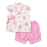 (チャックル) chuckle *スウィートガール*花柄ローズ甚平上下セット ピンク 95cm P3120-95-20