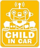 imoninn CHILD in car ステッカー　【マグネットタイプ】　No.50　ロボットさん　（黄色）