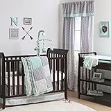 Mint Woodland and Geometric Patchwork 3 Piece Crib Bedding by The Peanut Shell by The Peanut Shell