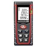 zmart レーザー距離計 携帯型LCDデジタル IP54 防塵 防水 バックライト 距離 面積 体積 ピタゴラス (60m)