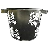 TOSCOM ZACZOO 花柄入りプランター入れ 黒地 M 71-0034-99