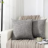 Silky Bunny クッションカバー 60 60cm 北欧 おしゃれ ソファ背当て リネンの質感 座布団カバ ー 無地 隠しジッパー装飾枕カバ ー グレー 2枚セット
