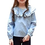 輝姫 コート女の子 子供服 ブラウス クルーネック トップス ポリエステル 綿 コットン ウール 春秋 やせ ゆったり 長袖 クラシック 折り襟 襟付き 縞柄 (110ｃｍ)