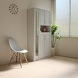 【予約販売2月中旬入荷予定】 シューズボックス 下駄箱 ミラー付 ルーバー扉 90cm幅 大型 ルーバーシューズボックス 収納棚 壁面収納 ロッカー 木製シェルフ 多目的収納ラック マルチラック ホワイト CPB016-WH