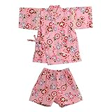 甚平スーツ 北欧朝顔 綿紅梅 日本製(90cm,ピンク)