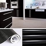 KINLO　DIY 壁紙 キッチン戸棚シート 台所ステッカー　はがせる ウォールステッカー 防水　耐熱　防油汚れ 0.61M×5M(1ロール) カラー：黒い