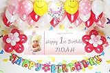 A065☆風船セット■お誕生日を飾りましょ♪　【 写真+名前入り 横断幕♪　PHOTOバナー】A065　フォトバナー / 誕生日横断幕　パーティー装飾用品　◆横断幕+バルーン装...
