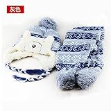 Abusun ニット帽子&マフラー ニットキャップ ハット毛糸 ベビー キッズ 赤ちゃん 子供用 かわいい 暖かい 防寒 (グレー)