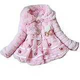 eshion Kids Faux Furフリースラペルコート冬暖かいジャケットベビー女の子1 – 6歳 カラー: ピンク