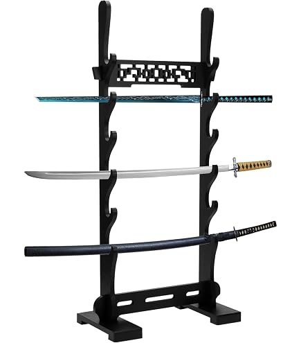 FOXSMZZ Wall Mount Katana Stand - Velvet Padded Sword Holder (4-Tier