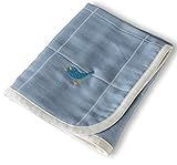 はぐまむ hugmamu 日本製 ガーゼケット 5重 S ベビー リトルフレンズ ブルー×小鳥 1563A-02