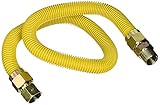 Flextron FTGC-YC34-36P 36 Flexible Yellow Epoxy Coated Gas Line Connector with 1 Outer Diameter and 