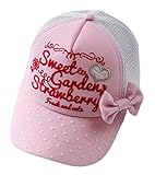 (ビグッド)Bigood ベビー 帽子 子供 ハット 野球帽 ベースボールキャップ メッシュ リボン飾り 男の子 女の子 カジュアルキャップ 日よけ お出かけ（ピンクB・46cm）
