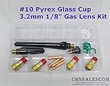 CHNsalescom 23個 tigずんぐりしたガスレンズ# 10パイレックスカップキットwp17 / 18 / 26溶接トーチ 1/8“ 3.2mm