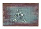 Wood Wall Decor with Sketched Flowers in Short Vase [並行輸入品]