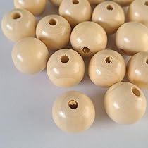 Amazon.co.jp: ウッドビーズ 大玉ビーズ 【 19mm 6個 】木製 ラウンド  