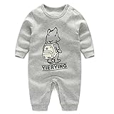 エルフ ベビー(Fairy Baby)新生児パジャマ ベビーカバーオールロンパース 四季兼用 長袖 出産祝い59cm グレー クマ