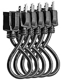 Fosmon (0.3m x 5本) 電源 延長コード 3芯 3Pコンセント用です UL認証 16AWG 125V 13A 1625W AC電源 延長ケーブル (ブラック)