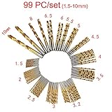 99ピース/セット1.5?10ミリメートル高鋼titaniumコーティングされたツイストドリルビットセット鋸セットhssドリルwoodworkinツール用コードレススクリュードライバー
