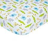 Carter's Cotton Sateen Crib Sheet, Safari Print, 52 x 28 by Carter's