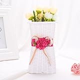 Kicode 農家スタイルミニリユース プラスチックウィーブ 花器 繊細に設計花瓶 3色 家の装飾