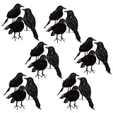 baoblaze 18ピースブラックFeathered Small Crows Birds Ravens小道具ハロウィン装飾