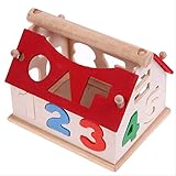 (トイホーム)Toy home 子供玩具　木製　積み木　ハウス積み　数字幾何認識　教育玩具