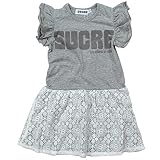 《初夏盛夏対応》 SUCRE(シュクル) 天竺+裾レース袖フリルワンピース 100cm /杢グレー NO.F-474105