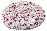 ［ねこタウン］ ねこ座布団 猫クッション 円座クッション ねこグッズ ドーナツクッション 丸座布団 円形 丸型 ざぶとん ネコ (赤, 40㎝)