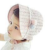 （デマ―クト）De.Markt 赤ちゃん　帽子 ベビーハット　日焼け止め 　UVカット　通気性 ストライプ パターン 玉飾り　可愛い　ドット 子供用　女の子 サイズ調節可　春夏秋