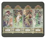 アルフォンス・ミュシャ 『 四季 』（ 1896 ）のマウスパッド：フォトパッド（世界の名画シリーズ） (濃緑地)