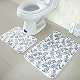 Generic 3 : 2pcs/set PVC Mesh Thicken Coral Fleece Floor Bath Mats Set Non Slip Bathroom Toliet Rugs
