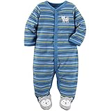 カーターズ（Carter's) 男の子用青マルチボーダーパイル地ほほ笑みワンちゃんカバーオール (9months(67-72cm)) [並行輸入品]
