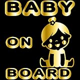 TREZ BABY ON BOARD GIRL 女の子 ステッカー 【BABY IN CAR】 (ミラーゴールド)