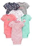 (18 Months)(Pink/Mint)Simple Joys by Carter's Girls' 6-Pack Short-Sleeve Bodysuit（18ヶ月)(ピンク/ミント）シンプル