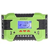 Anself 30A/40A 12V 24V LCD ソーラー充電コントローラ パネルバッテリーレギュレータ 自動過負荷保護 温度補償 デュアルUSB＆DCスイッチ