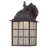 Westinghouse 6400000 LED Exterior Wall Lantern, Weathered Patina Finish on Cast Aluminum with Seeded