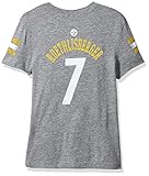 NFL Girls 7 – 16 Ben Roethlisberger Pittsburgh SteelersメインストライプVネックPlayer Name & Number半袖Tシャツ、ミディアム/