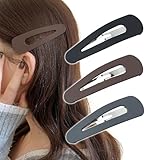 [Herbeluemily] ヘアピン 髪留め 前髪留め ピン留め ヘアクリップ クリップ 前髪ピン 大きめ 3本セット B ブラック＋ブラウン＋グレー HM-0138-R02-B