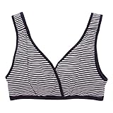ピジョン）らくらくオープン授乳ブラ（ボーダー） 【M・L】　L　ネイビー